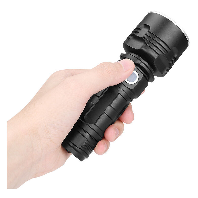 Lampe Torche LED Ultra Puissante 5000 lumens, XHP50 LED Torche Tactique Ultra Puissante Militaire Lampe de Poche Zoomable Torche USB pour Ménage, La