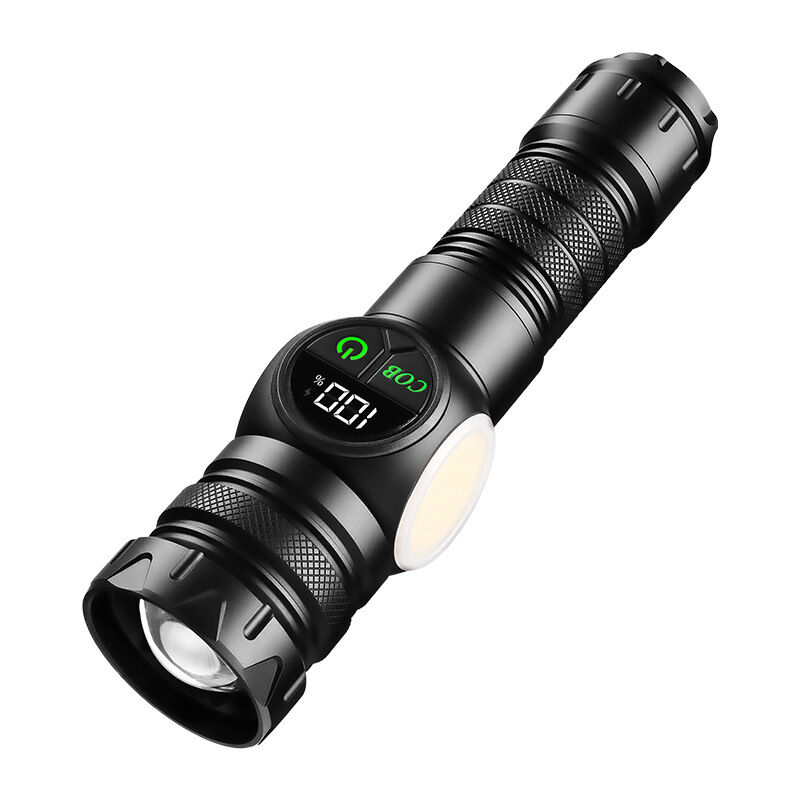 Lampe Torche LED Ultra Puissante, Lampe Torche Rechargeable 500000 Lumens, Lampe Torche Aimantée Avec Affichage LCD De La Puissance, Feux Latéraux