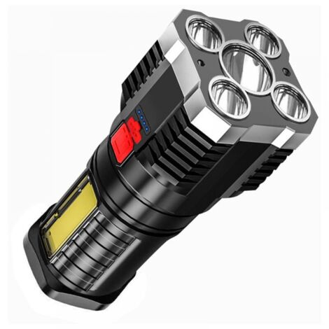 Lampe torche LED ultra puissante, rechargeable 10 000 lumens, étanche IP65, zoom réglable – Argent