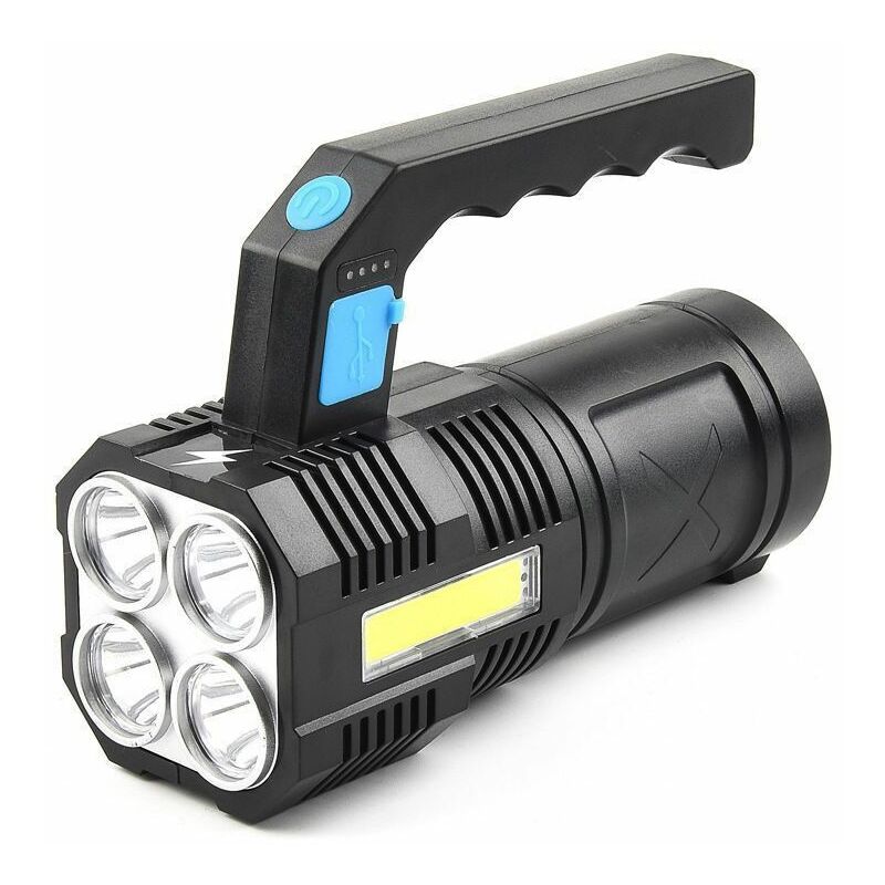 Ahlsen - Lampe Torche Led Ultra Puissante Rechargeable cob lampe de poche de travail étanche et 4 modes lampe torche d'urgence portable - black