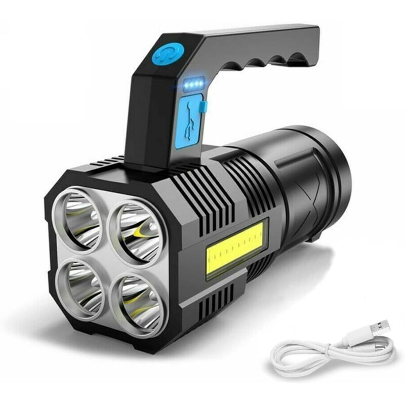 Lampe Torche Led Ultra Puissante Rechargeable COB lampe de poche de travail étanche et 4 modes lampe torche d'urgence portable pour randonnée, pêche,