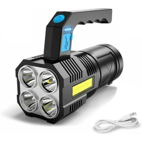 Lampe Torche Led Ultra Puissante Rechargeable COB lampe de poche de travail étanche et 4 modes lampe torche d'urgence portable pour randonnée, pêche, camping [Classe énergétique A]