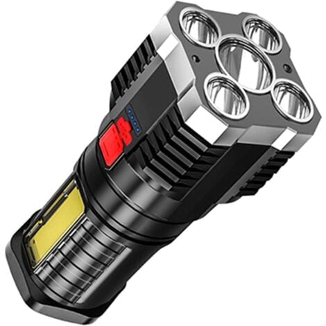 LONGZIMING Lampe Torche Led Ultra Puissante, Torche Lampe De Poche Led, 10000 Lumens Lampe De Poche Rechargeable, Étanche Ip65, Ajustable Zoomable Torche Pour Camping Randonnée Urgence