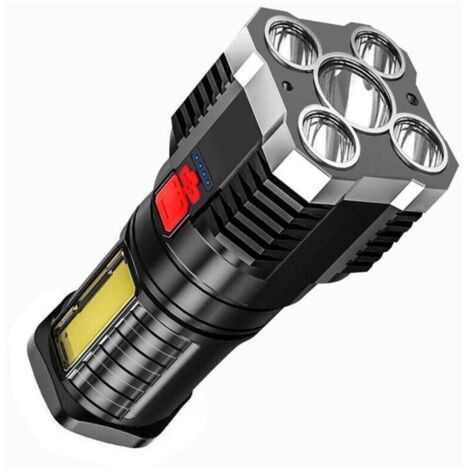 Lampe Torche LED Ultra Puissante, Torche Lampe de Poche LED, 10000 Lumens Lampe de Poche Rechargeable, Étanche IP65, Ajustable Zoomable Torche pour Camping Randonnée Urgence-Argent