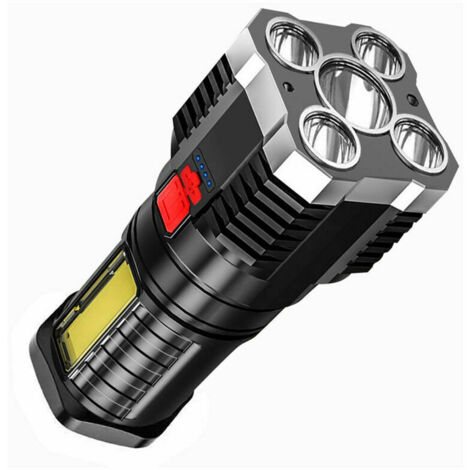 Lampe Torche LED Ultra Puissante, Torche Lampe de Poche LED, Lampe de Poche Rechargeable, Ajustable Zoomable Torche pour Camping Randonnée Urgence-Argent
