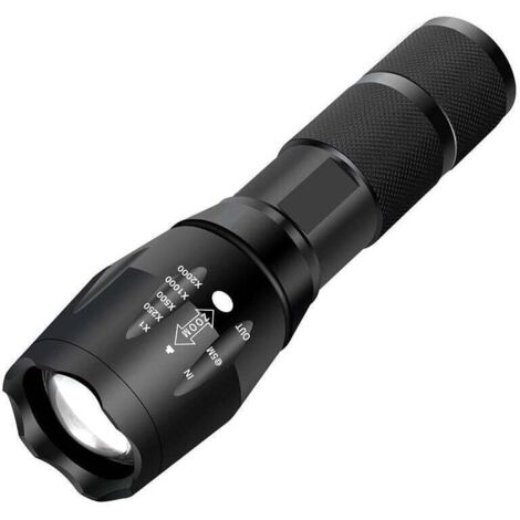 Lampe Torche LED Ultra puissante XML-T6 Lampe Torche Militaire utilisable pour vélo ou randonnées et 5 Modes Dont Flash Anti-agression,Conception Antichoc
