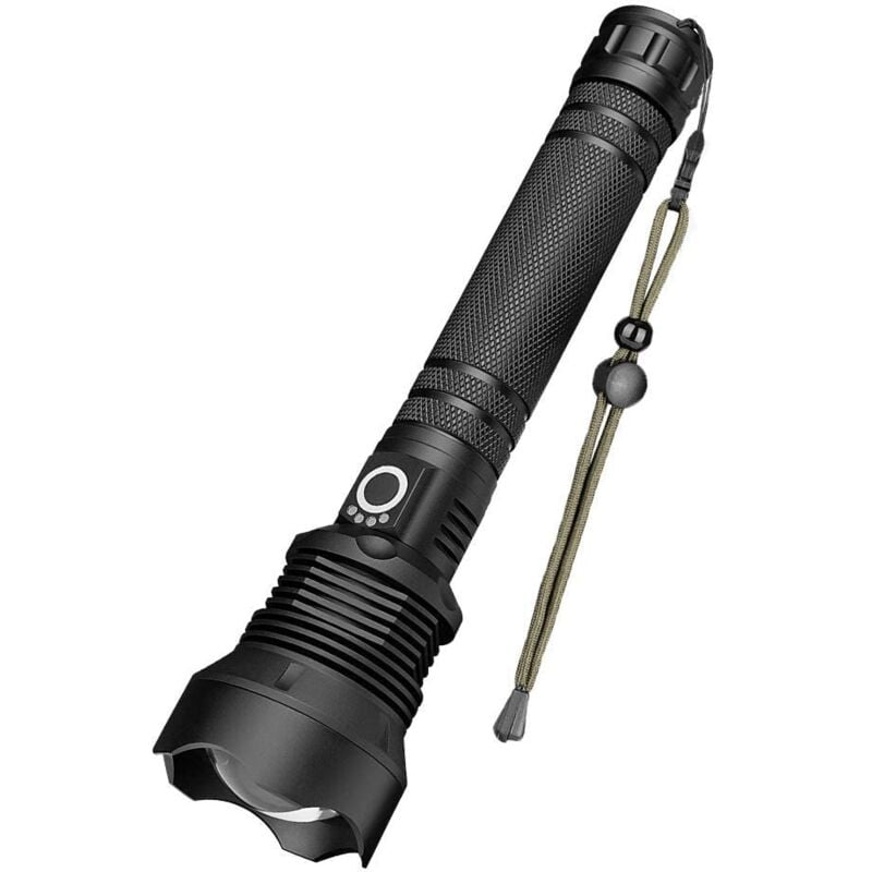 Lampe Torche led Ultra Puissante,Lampe de Poche Rechargeable 90000 Lumens XHP70 Ajustable Zoomable Étanche Torche USB(y compris la batterie)