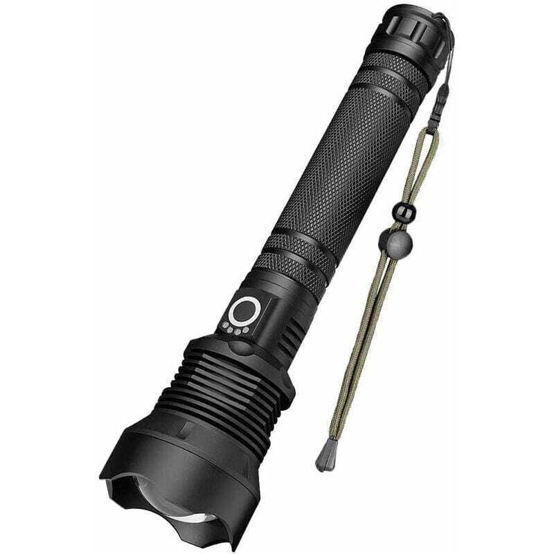 Lampe Torche Led,90000 Lumens Lampe De Poche Xhp70 Ultra Puissante Ajustable Zoomable Étanche Torche,Lampe Torche Rechargeable Usb,Contient 218650