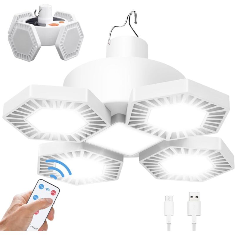 Lampe torche - Lumière de camping solaire 169LED outdoor - USB rechargeable, lanterne de tente avec télécommande, power bank, suspendable, lampe de