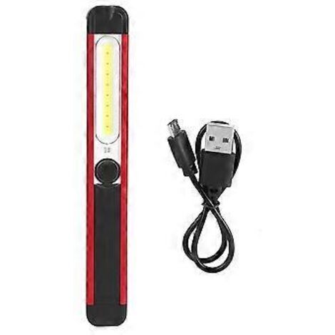 Lampe torche magnétique portable à LED COB haute luminosité pour une utilisation en extérieur, lampe de travail d'urgence, rechargeable par USB, lumière blanche/rouge (lumière blanche/rouge)