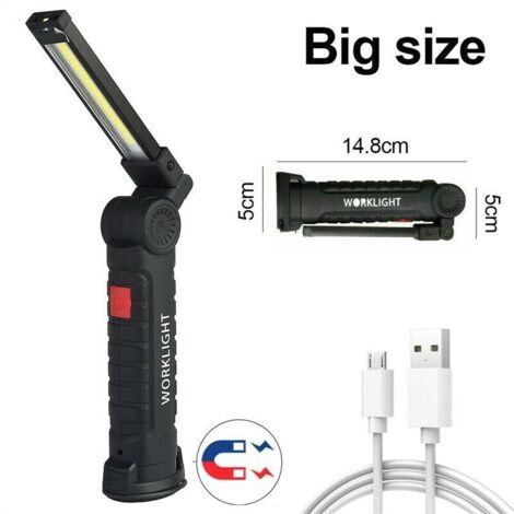 Lampe torche magnétique rechargeable COB (lot de 2), lampe d'inspection flexible sans fil, lampe de travail