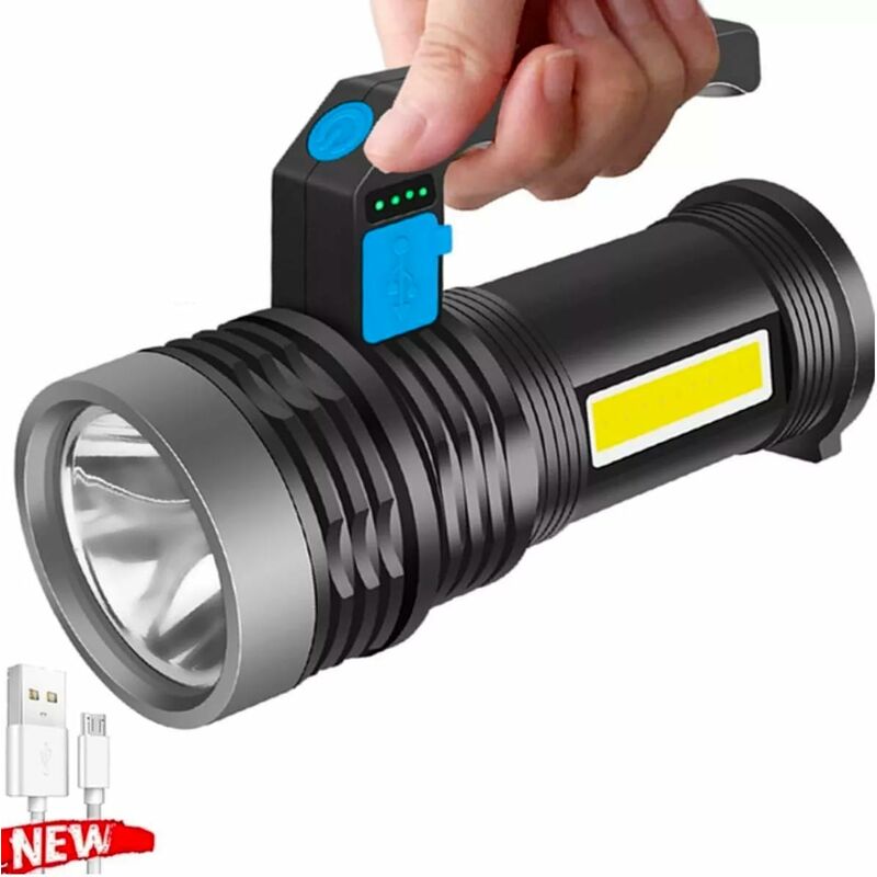 Aiducho - Lampe Torche Puissante Rechargeable Lampe De Poche 4 Modes Imperméable à L'eau Portable Torches De Travail Lampe Pour Camping Randonnée