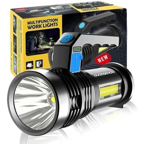 Lampe de poche LED haute luminosité, torche de lampe de poche rechargeable  USB la plus puissante, Ipx6 résistant à l'eau pour le camping / extérieur /  clignotant d'urgence et everyd