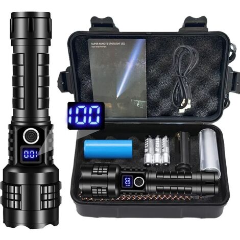 Lampe torche rechargeable haute luminosité, flash ultra-puissant et haute puissance, lampe torche de chasse portable et puissante, adaptée aux situations d'urgence en randonnée et en situation de comb