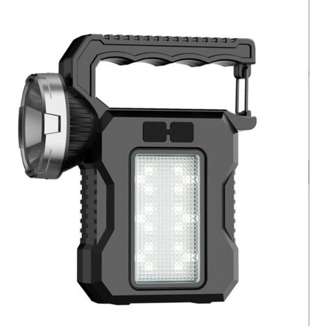 Lampe torche solaire portable, LED haute luminosité, rechargeable par USB, multifonctionnelle, pour une utilisation en extérieur,