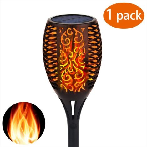 Lampe Torche Solaire Torche de Jardin Torche Solaire Pénétrante Lumière Solaire Flamme Im Lumière Solaire Flamme Décoration Extérieure de Jardin, Voie
