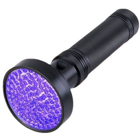 Lampe torche UV, 100 LED ultraviolettes pour la détection d'urine et de taches d'animaux domestiques - Noire