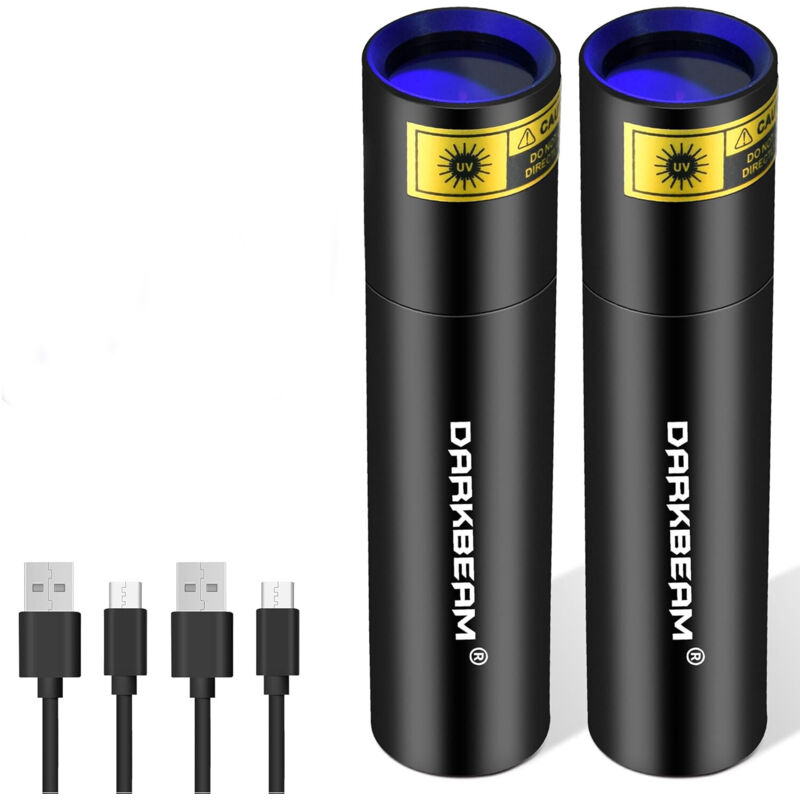 Lampe Torche UV 365nm Lumière Noire, Mini Lampes de Poche Puissante USB Rechargeable, Lampe Wood LED ultraviolette, Détecteur pour Urine, Ambré,
