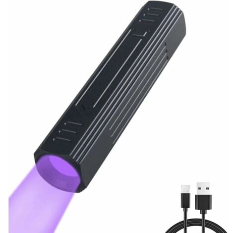 FEI YU Lampe Torche UV 365nm Rechargeable, Ultraviolette Lampe de Poche avec Filtre Noir Blacklight pour Durcissement de la Résine/Fuite d'huile Roches/Minéral, Ensoleillé