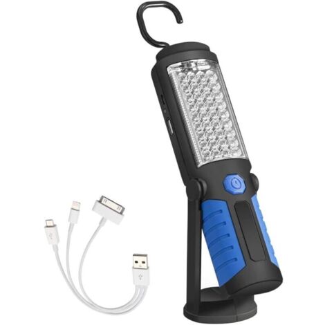 Lampe torche,Lampe d'inspection Lampe led Rechargeable, Lampe de Travail led Rechargeable Avec Magnétique Lampe de Torches de LED Bleu
