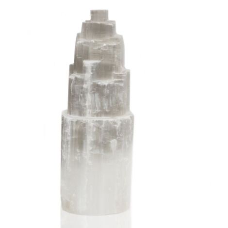 Lampe Tour en Sélénite Naturelle - 25 cm- Vendu par 1