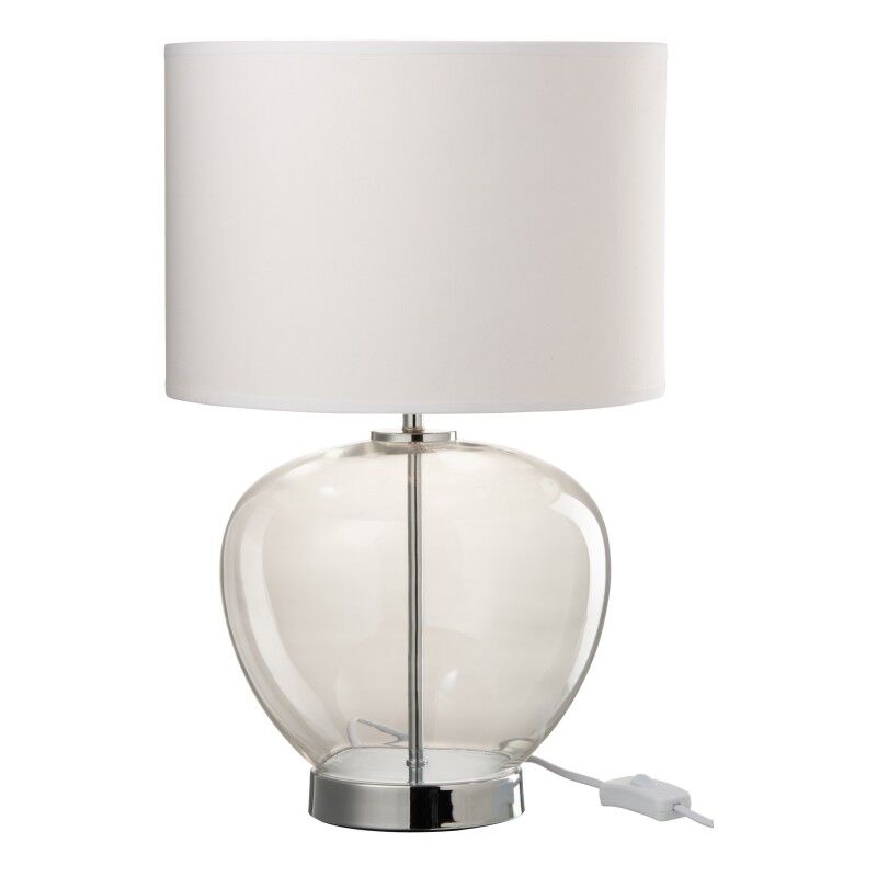 Jolipa - Lampe avec abat-jour blanc en verre argent 30x30x31 cm