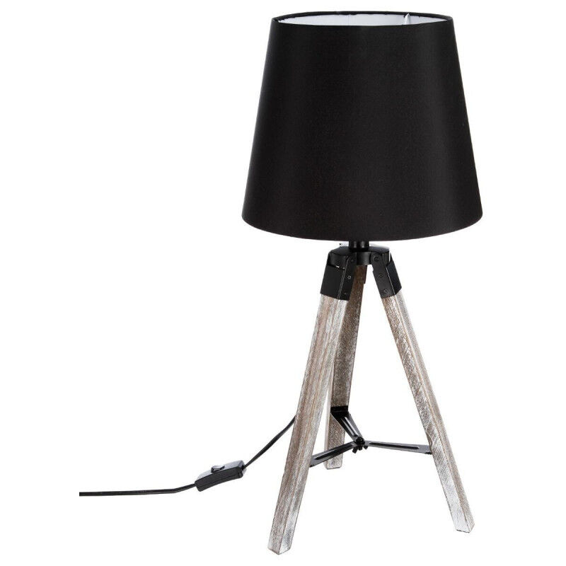 Atmosphera - Lampe trépied 'Runo' Hauteur 58 cm Bois & Noir