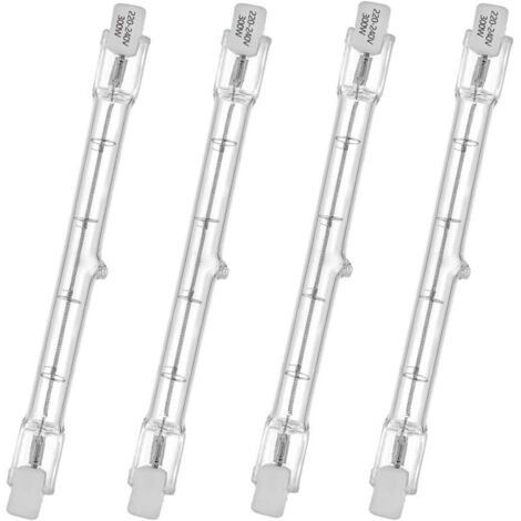 Lampe tube halogène T3 300W R7S 230V – Flux lumineux 4650 lumens – Durée de vie 2000h – Lot de 4 pièces – Blanc chaud 2800K