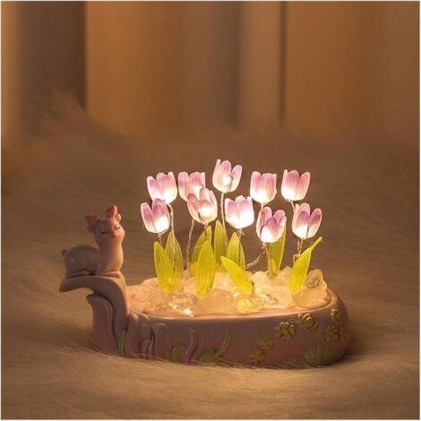 Lampe Tulipe LED Violette DIY Veilleuse Décoration Chambre Bureau Cadeau
