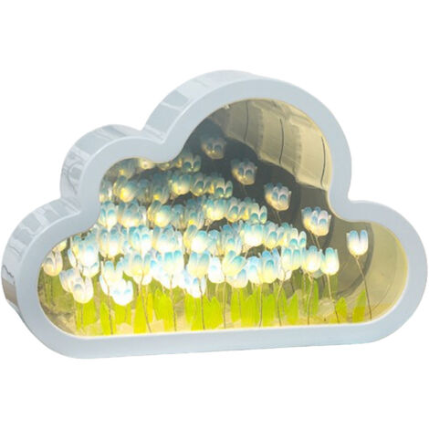 Lampe tulipe, veilleuse miroir tulipe à faire soi-même, lampe nuage pour chambre, lampe de table tulipe LED faite main, décoration pour couples, amis et enfants.