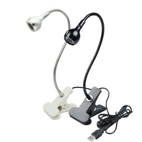Lampe UV LED Type de clip Tube métallique flexible Lampe UV USB Mini lampe de polymérisation de gel UV Lampe de bureau Sèche-ongles DIY Manucure 1pcs (Noir)
