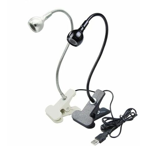 Lampe UV LED Type de clip Tube métallique flexible Lampe UV USB Mini lampe de polymérisation de gel UV Lampe de bureau Sèche-ongles DIY Manucure 1pcs (Noir)