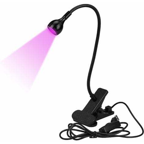 Lampe UV Ongles Gel Pose Americaine,USB Utraviolette avec Clip, 5W Lampe  Led Ongles Professionnel, Rotative à 360 ° (Noir)
