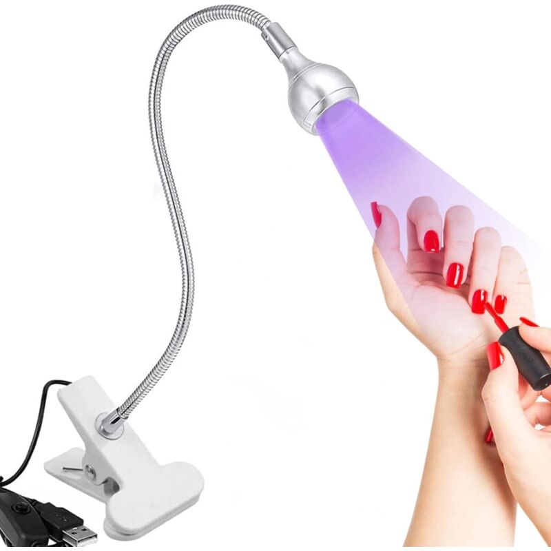 Lampe UV Sèche Ongles, 3W Lampe de Polymérisation de Colle Professionnel avec Tête Ajustable, Lampe de Colle UV Ultraviolette pour Convient pour la
