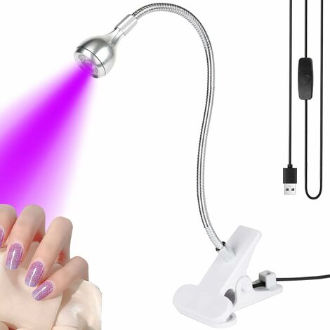 Lampe UV sèche-ongles 5W. Lampe UV pour ongles avec clip. Mini lampe sèche-ongles 3 modes de lumière - argenté