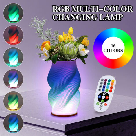 Lampe vase à LED RVB télécommandée, lampe de table créative, alimentée par USB, intensité variable 16 %, pour la décoration intérieure