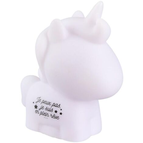 Lampe-veilleuse en forme de licorne pour enfant avec lumière rose