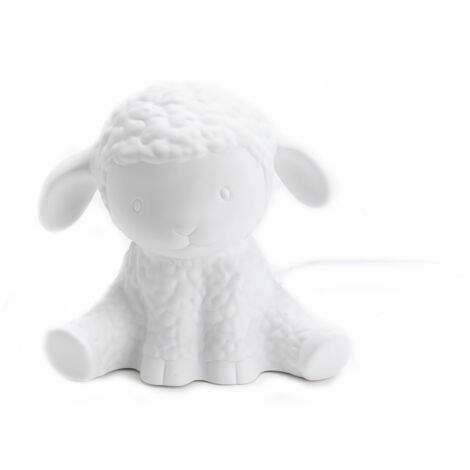 Lampe veilleuse enfant mouton en porcelaine – Dimensions 15x20x19 cm – Éclairage doux pour chambre – Prise européenne 220-240V – Amadeus