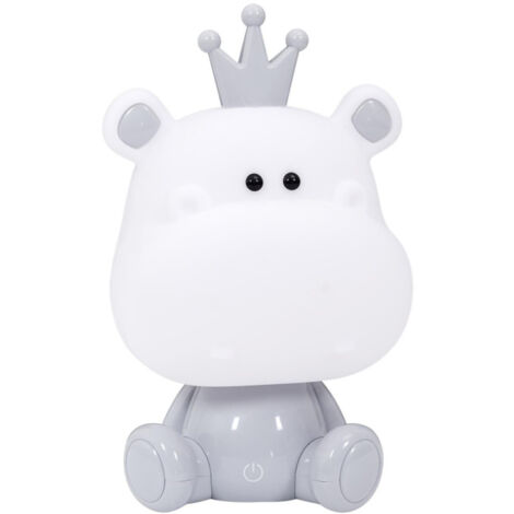 Lampe Veilleuse "Hippopotame" 25cm Blanc & Gris