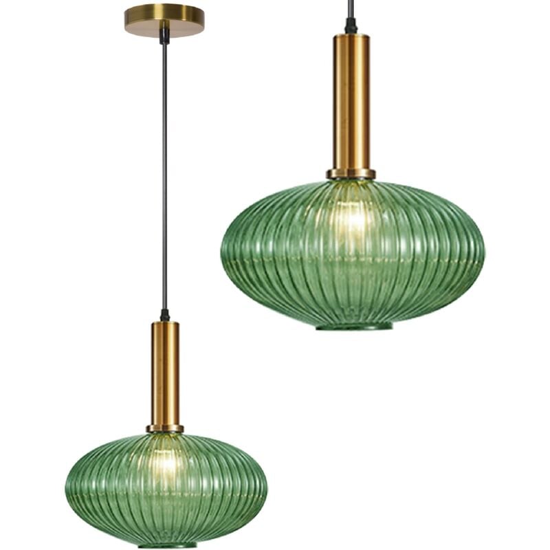 Lampe suspendue APP465-1CP verre vert ronde 1-POINTS de lumière E27 24,5X24,5X28,5CM reglable