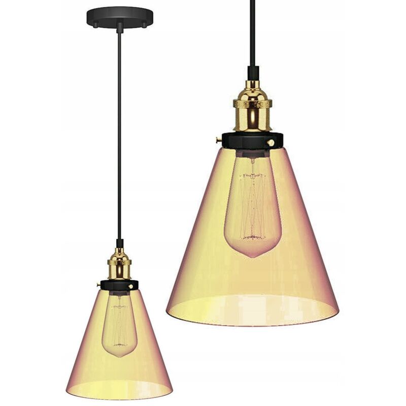 Toolight - lampe suspendue APP043-1CP verto a verre marron 13X18 cm E27