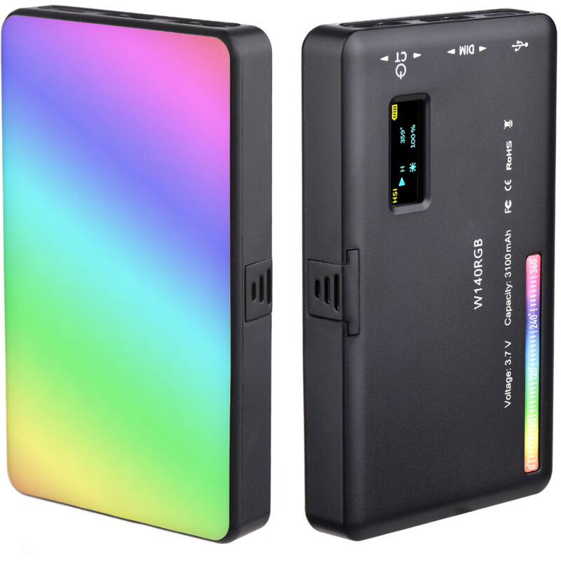 Lifcausal - Lampe vidéo led rvb W140 rechargeable pour photographie, éclairage de remplissage CRI95+ 2500K-9000K, intensité variable, 20 effets