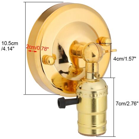 Lampe Vintage Murale E27 avec Interrupteur - Support Aluminium Gold - Décoration Maison 220V