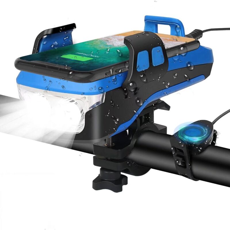 Galozzoit - Lampe Vélo usb Rechargeable, 550 Lumen Lampe Velo led Puissantes avec Alarme et Support de Téléphone, Lampe Frontale Rechargeable pour