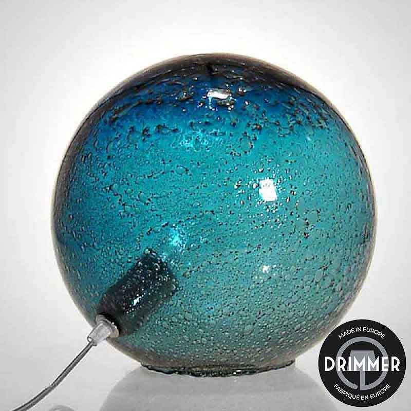 Lampe Volcanique boule bleu verre 30x30x30cm