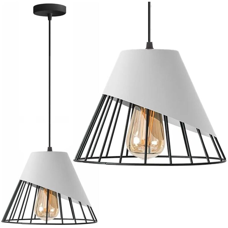 Lampe suspendue APP228-1CP métal blanche 1-POINTS de lumière E27 25X25X20-110CM reglable