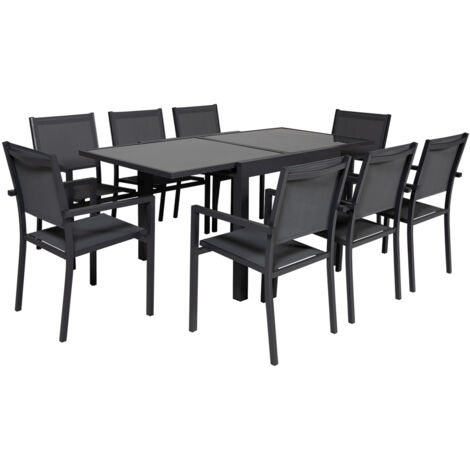 LAMPEDUSA set di mobili da giardino allungabili in textilene grigio 8 posti - alluminio antracite