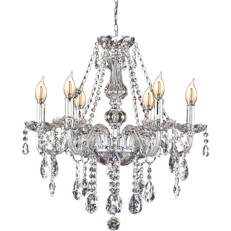 Toolight - lustre 392183 cristal chrome 6-POINTS de lumière E14 67,5X67,5X62CM