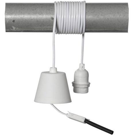 Lampenfassung E27 ,Basic mit Kabel und Baldachin, weiß, 350cm
