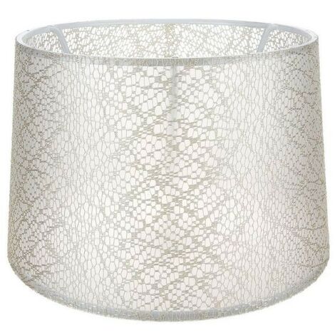 TOSCOHOME Lampenschirm aus cremefarbenem Stoff mit Deco-Stickereimotiv